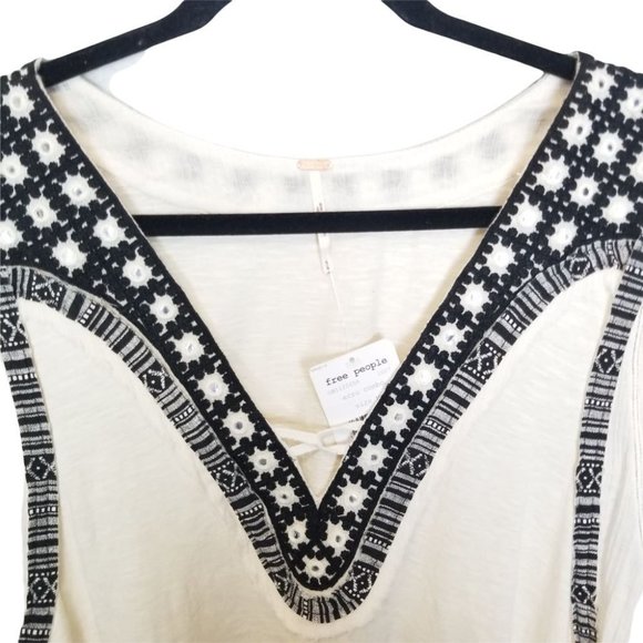 Free People Womens M Cream Linen Blend Ecru Combo - Picture 3 of 9